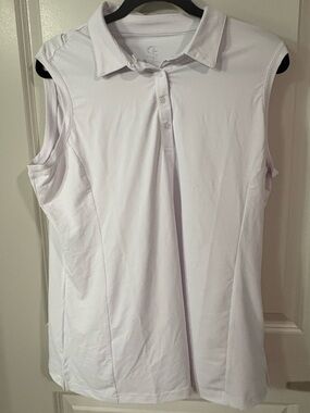 Sleeveless Polo Tank Top - White